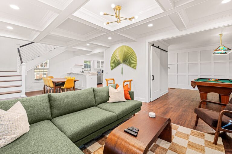 Dining Area at Luxury 5BR Oasis in Atlanta, GA – open-concept living space with lounge, dining and game areas